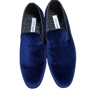 Men's Steve Madden Navy Blue Velvet Lifted Slip on Loafers Size 8 Excellent Cond
